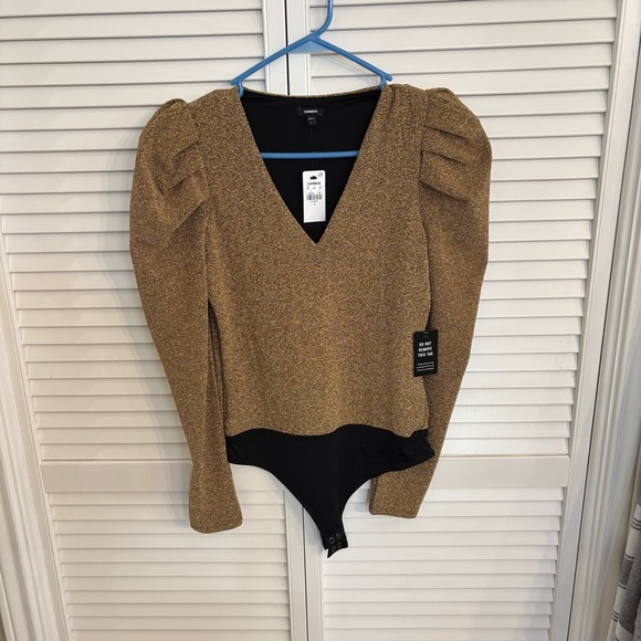 Express Tops - Express Gold and Black Bodysuit